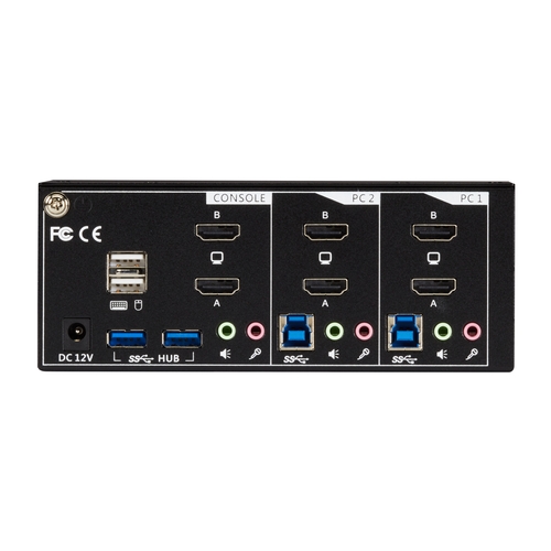 KV6222H, Commutateur KVM - 2 ports - Double écran, HDMI 2.0, 4K 60Hz, Hub  USB 3.0, audio - Black Box